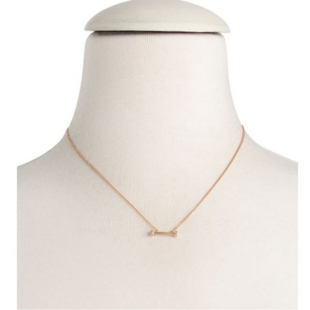 Allsaints Gold Hexbar Pendant Necklace 40$